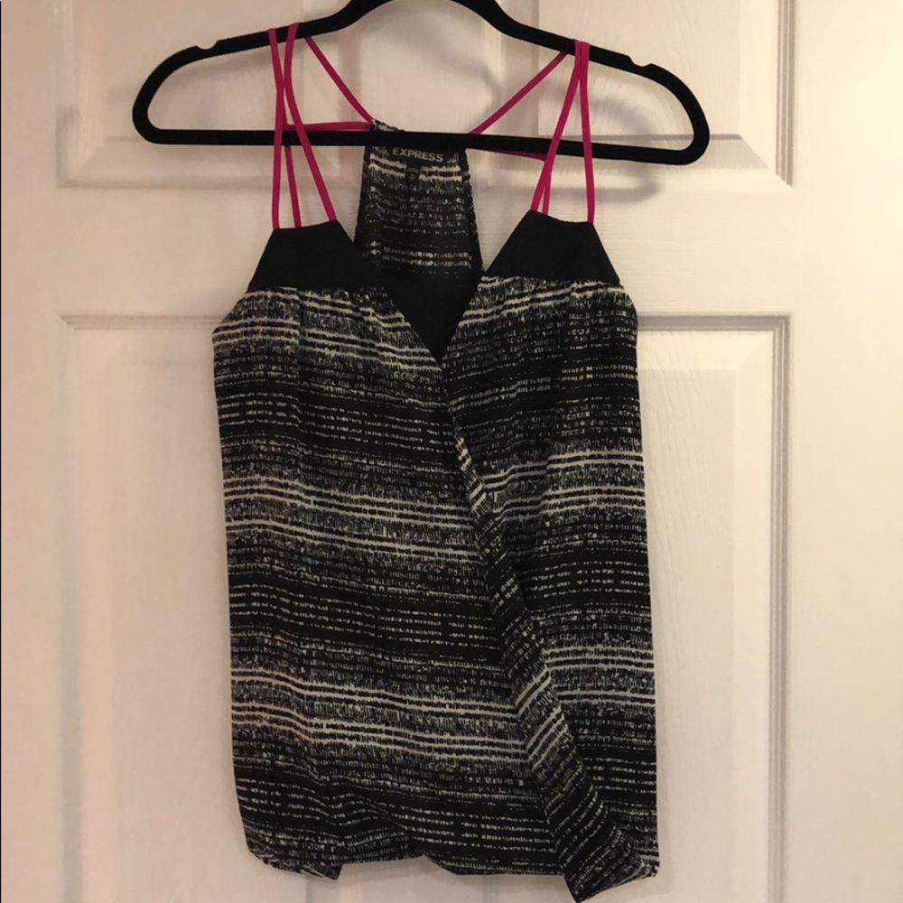 Express Fun Dressy Top • Tank • Black White Pink